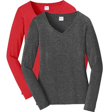 Picture of Port & Company Ladies Long Sleeve V-Neck Tee